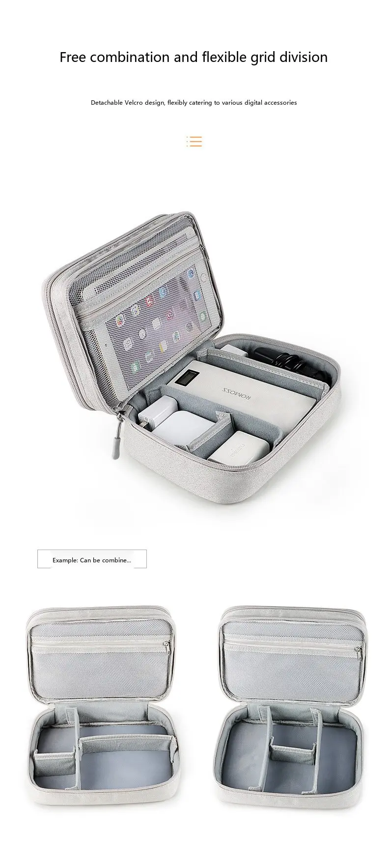 Aufbewahrungstasche für digitales Zubehör, große Kapazität, wasserdichte Organizer-Tasche für Kabel und Kopfhörer – Detail 7
