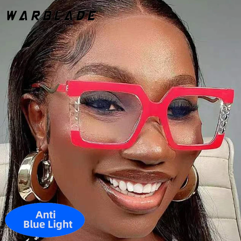 

Trending Big Square Frame Anti-Blue Light Woman Men Glasses Luxury Brand Computer Gaming Optical Eye Protection Retro Eyewear