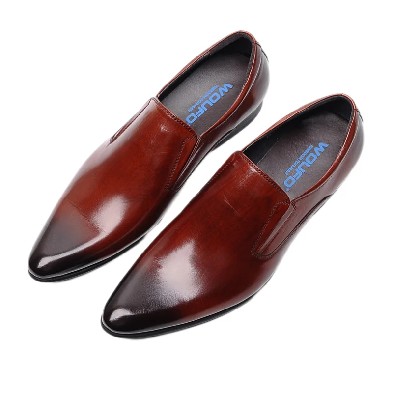 Cross border high-quality cowhide casual leather shoes, leather pointed men's shoes, business formal shoes