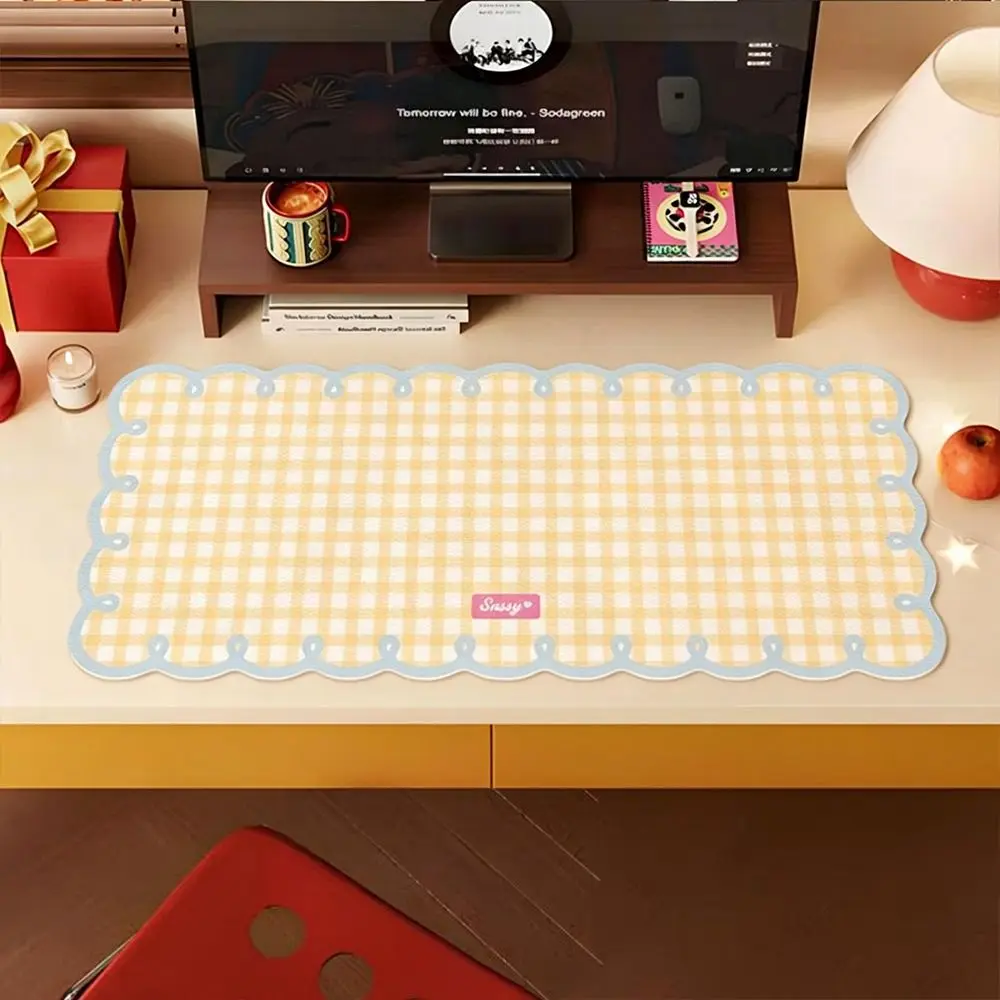 New Non Slip Extra Large Mouse Pad Plaid Pattern Pink Blue Desk Mat PVC Computer Desk Mat Workspaces