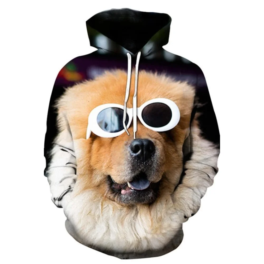 HX Jesus Chow Chow Hoodies 3D Graphic Animals Dogs Hoodie Fashion Pets Pocket Sweatshirts Pullovers Harajuku Streetwear