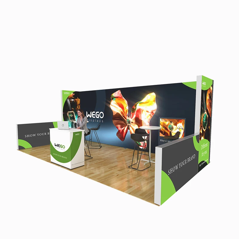 SEGO Lightbox Portable Custom Printed 6x3 10x20 Led Backlit Exhibition Display Trade Show Booth With Single Bridge.
