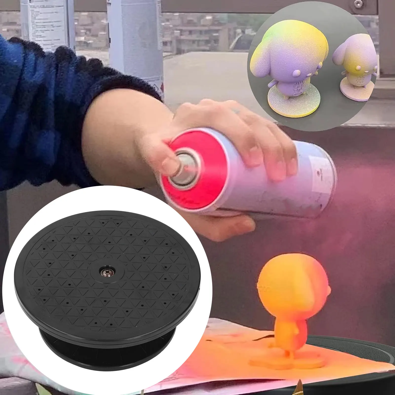 Paint Spray Work Stand Versatile Usage Plastic Painting Turntable Stable Rotation   Centering for Canvas Drawing