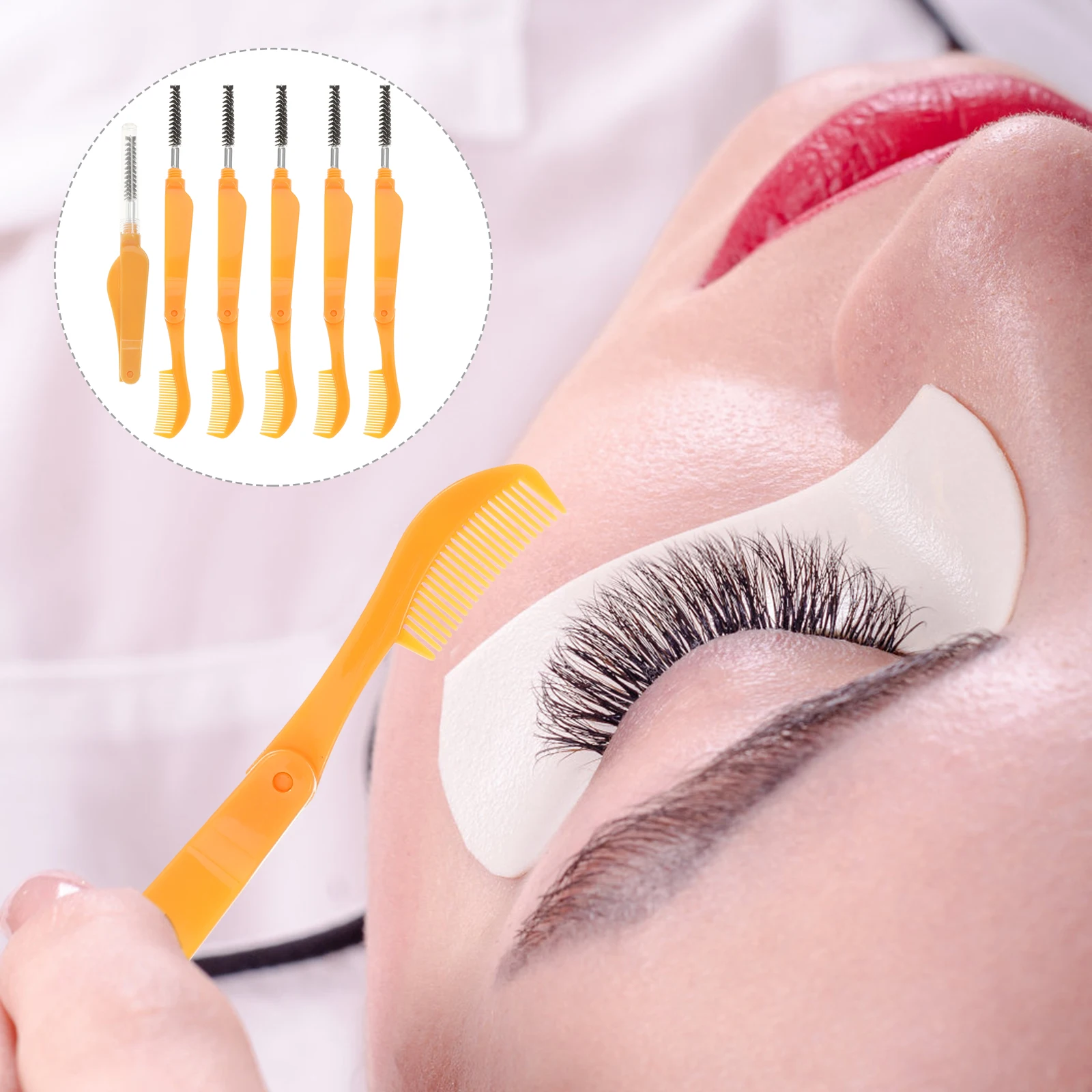 6 قطعة مشط رمش الحاجب فرشاة مقبض بلاستيكي للطي ماكياج أداة الحاجب تشكيل لاش فاصل تنظيف مزلق