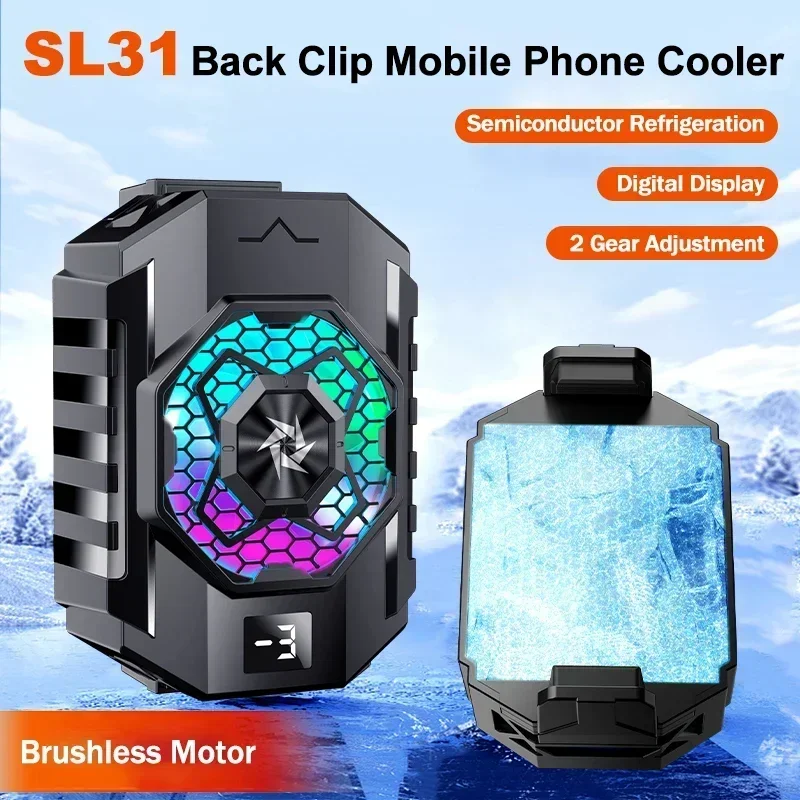 

SL31 Mobile Phone Semiconductor Back-clip Cooling Fan Dual Gears Adjustable Radiator for IOS Android Universal PUBG Game Cooler