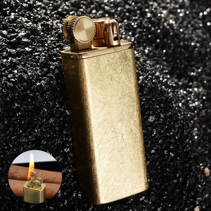 ZORRO Retro Brass Kerosene Cigarette Lighters Cool Vintage Grinding Wheel Cigar Pipe Igniter Classic Lighter Gifts Men\'s Gadgets