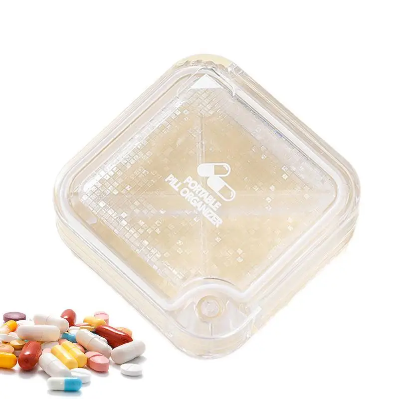 Small Pill Container Travel Medicine Organizer Case Carry-On Medicine Kit 4-Grid Waterproof Pill Box Convenient Small Personal