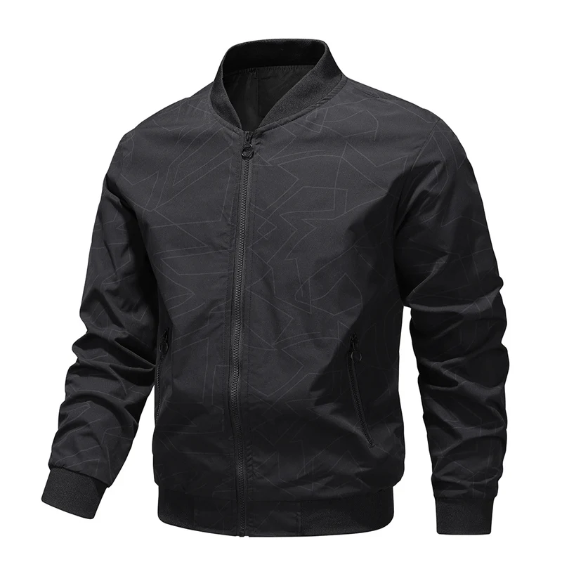 2025 Spring and Autumn New Baseball Collar Short Loose Solid Color Jacket Men's Business Casual Thin Coat Trend Size M-5XL