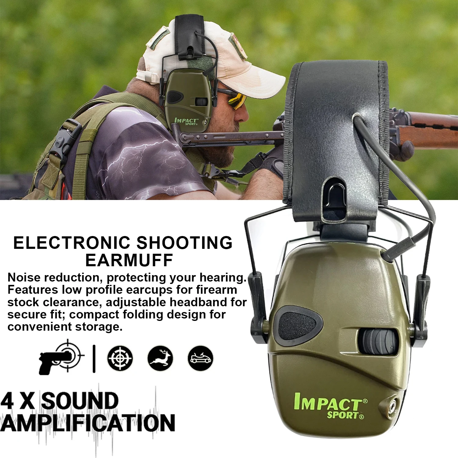 Electronic Shooting Headset Headphones for Hearing Protection Ear Protect Noise Reduction Active Hunting Tactical Earmuff