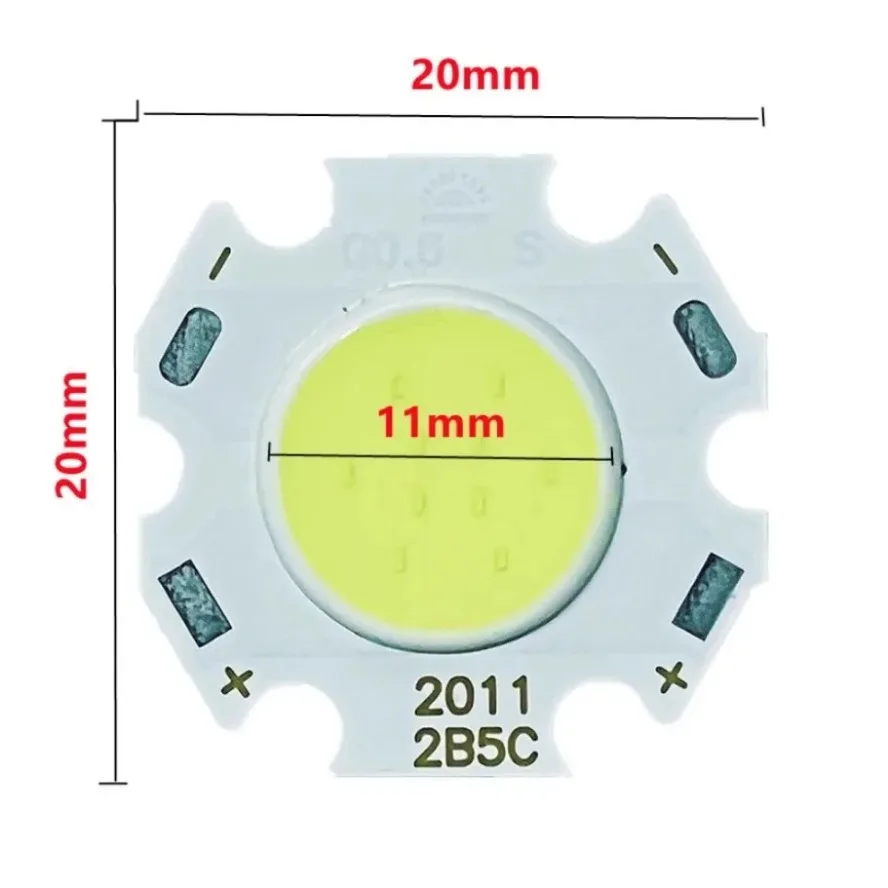 20 sztuk LED źródło Chip COB koraliki do lampy dużej mocy 3/5/7/10W 11mm świecąca powierzchnia żarówka lampa światła reflektor lampa w dół