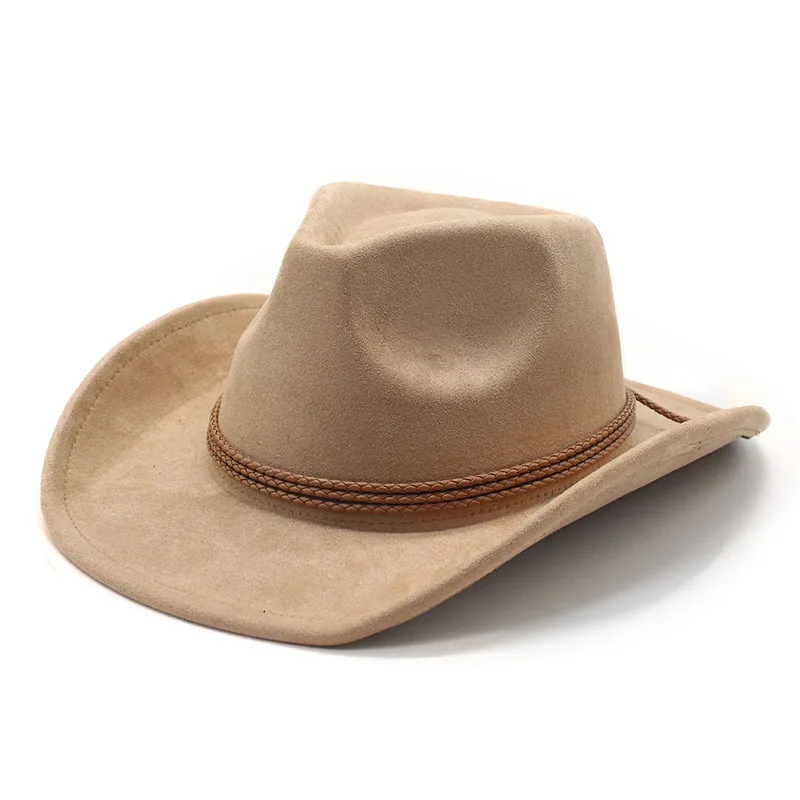 2025 Western-Cowboyhut im Ethno-Stil, Zylinder, Herbst und Winter, Filzhut für Herren und Damen, umgedrehte Kante, Jazz-Hut – Detail 1