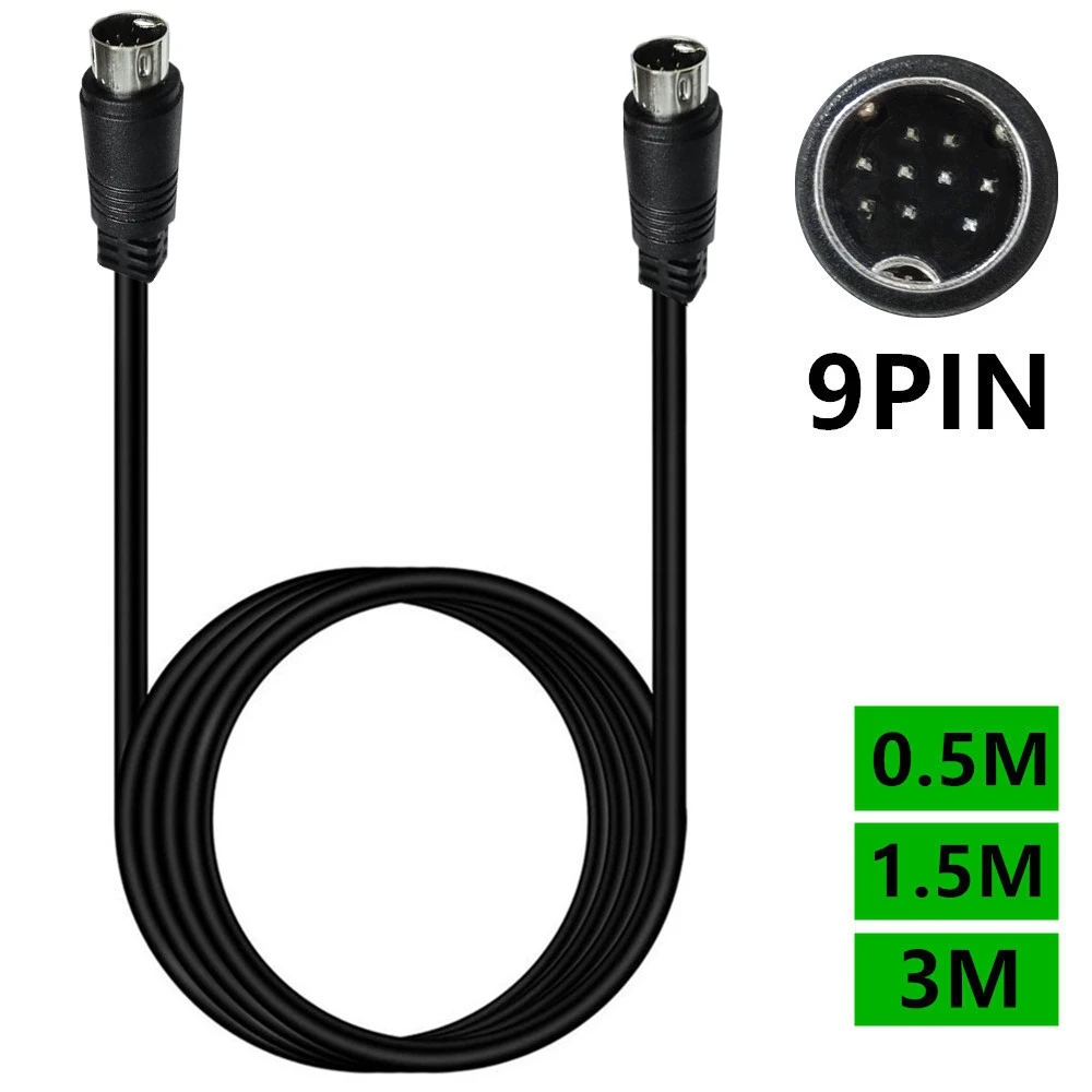 Mini Din 9-pin Male To 9-pin Male Audio Input Extension Cable Cord 1m 2m 3m Compatible Video Games, Sound Cards, Audio Equipment