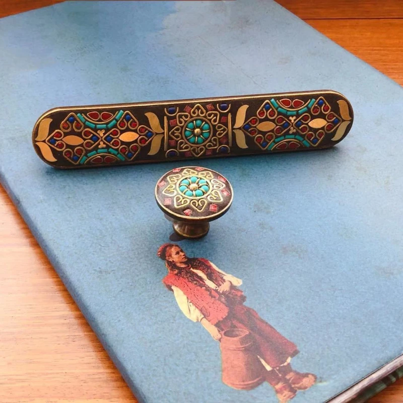 Nepal Retro Cabinet Handle Door Drawer Pull National Style Alloy Artistic Handle Home Decoration Accessories for Furniture