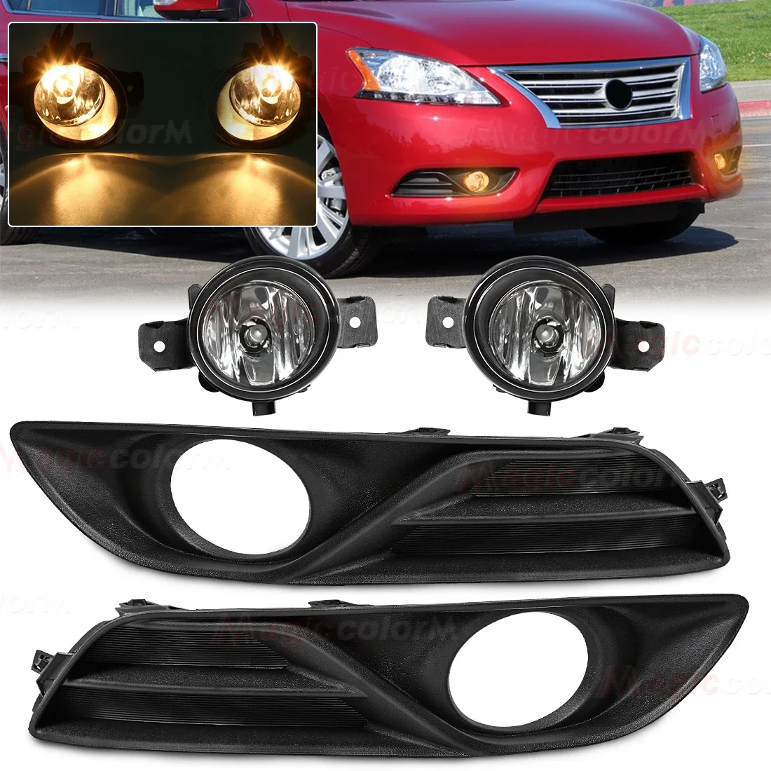

Car Fog Lamp Assembly For Nissan Sylphy Sentra Bluebird 2013-2015 Front Bumper Headlight With Wires Switch Cover Accessories