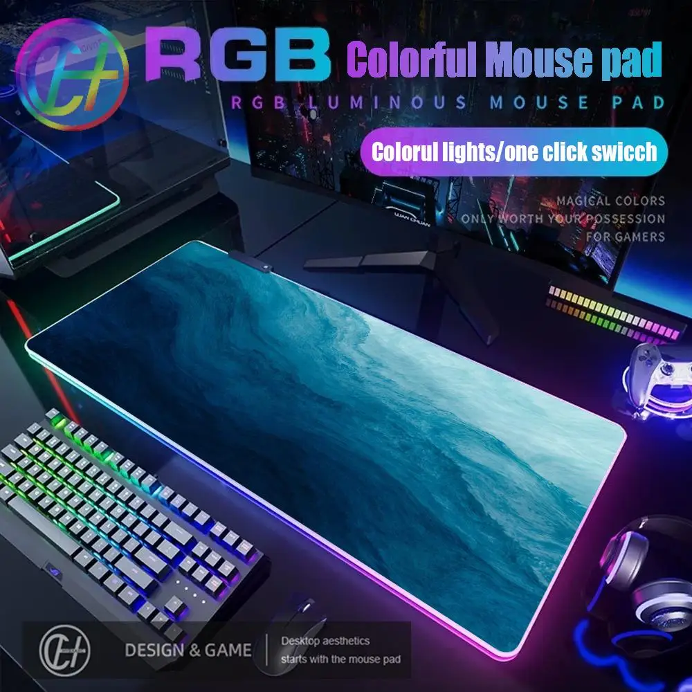 

Abstract Ocean Waves Mouse Pad RGB Gaming Mouse Pad Desk Mat HD Gamer Large LED Light XXL MousePads PC Computer Carpet