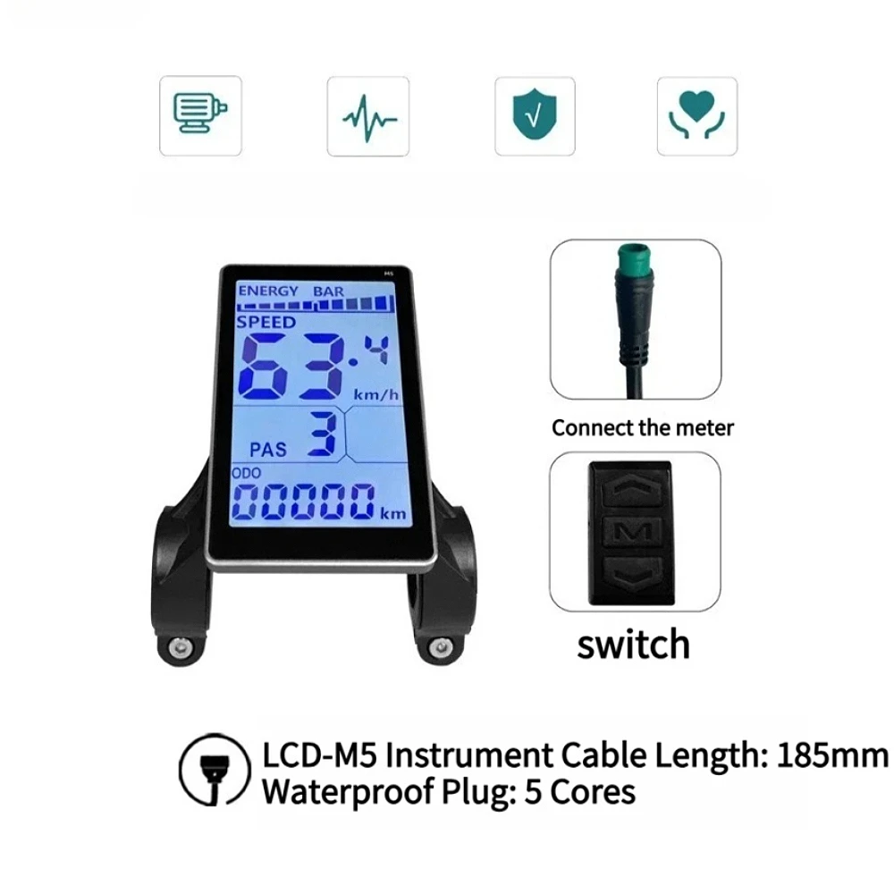 

Superior-Electric Bike LCD Display Meter 5 Pin 24V 36V 48V 60V E Scooter M5 LCD Panel Screen E-Bike Bicycle Accessories