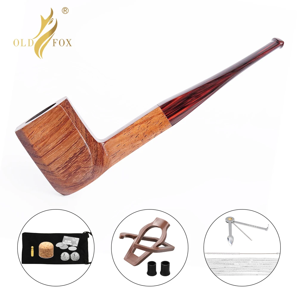 Old Fox Rosewood Tobacco Pipe Freestyle Set Accessories 9MM Filter Solid Wood Dry Pipe Smoking Craft With 10 Tools Kits Gift