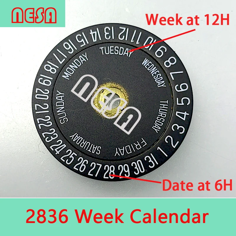 Watch Parts Week Weekly Date Calendar Week Disk Fit 7750 2834 2836 2824 8285 8200 8205 VX33 VJ33 6T51 YN56 At 3H 6H 9H Watch