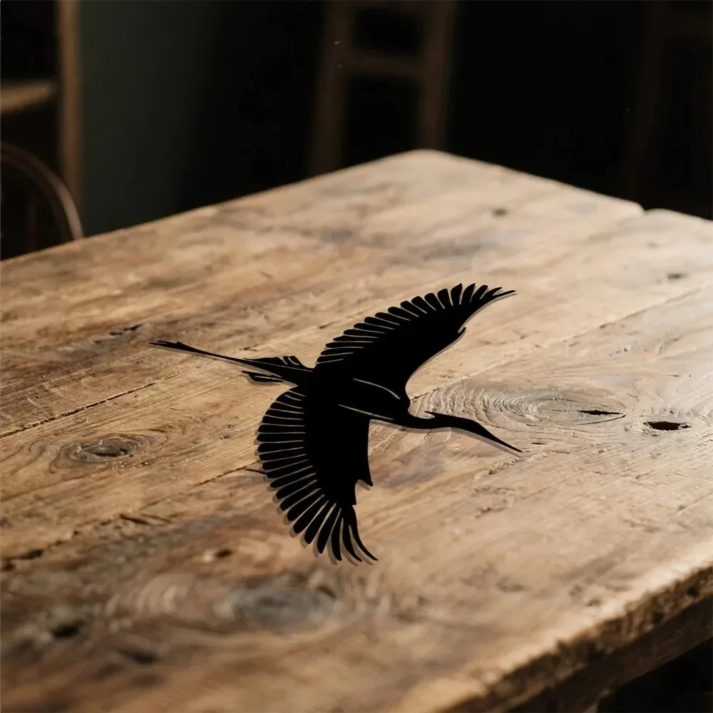Metal Heron Wall Art Iron Sculpture Modern Minimalist Flying Bird Decor