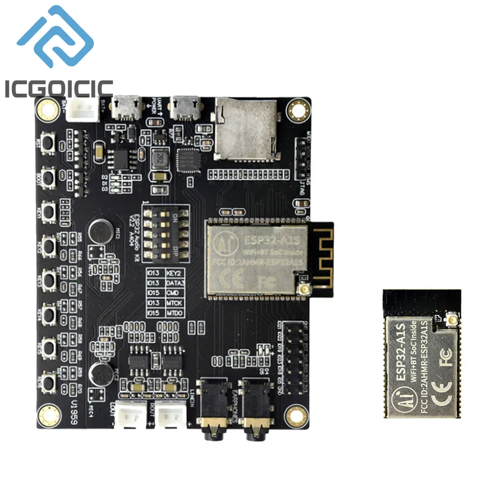 Kit de Audio para ESP32-A1S, Módulo Inalámbrico WiFi BT con 8MB PSRAM, Amplificador de Altavoz Dual de 3W para ESP-ADF Alexa