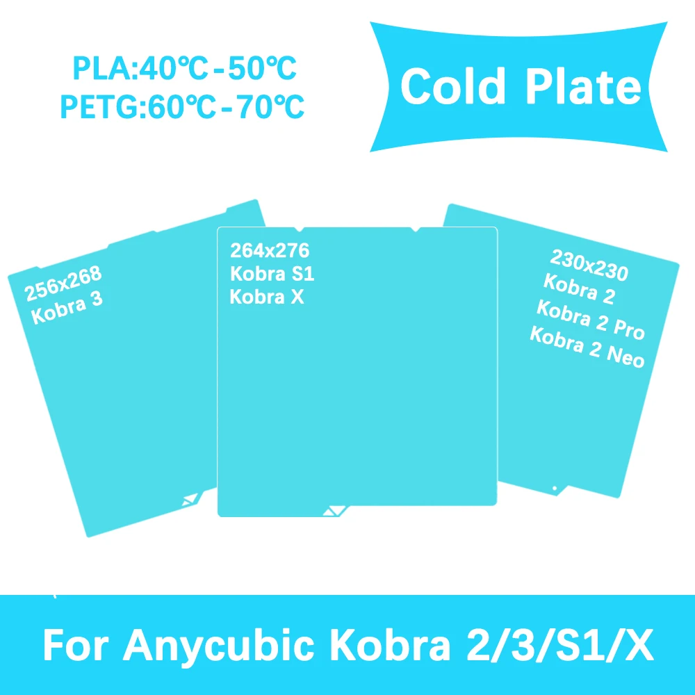 Kalt-Druckplatte für Anycubic Kobra 2/Kobra 3 Combo/Kobra S1/Kobra X Glacier Hochviskose Doppelseitige Druck-Bauplatte