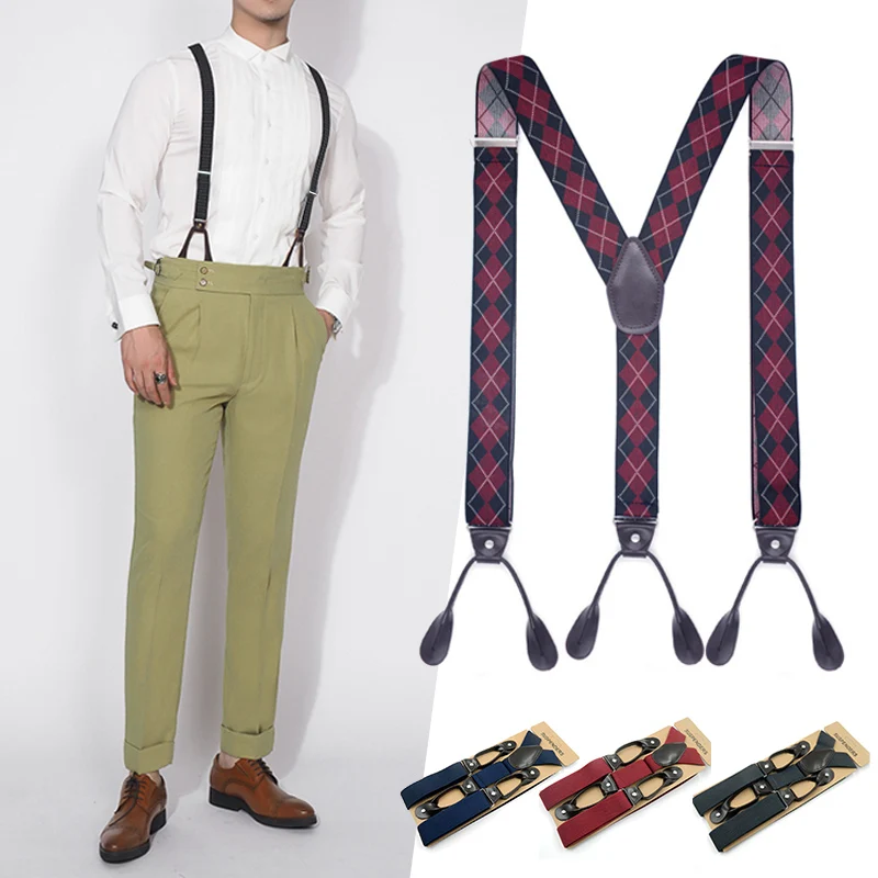 

Men Suspenders High Elastic Belt Adjustable Y Back Suspender Trousers Braces Pants Holder Wedding Wear