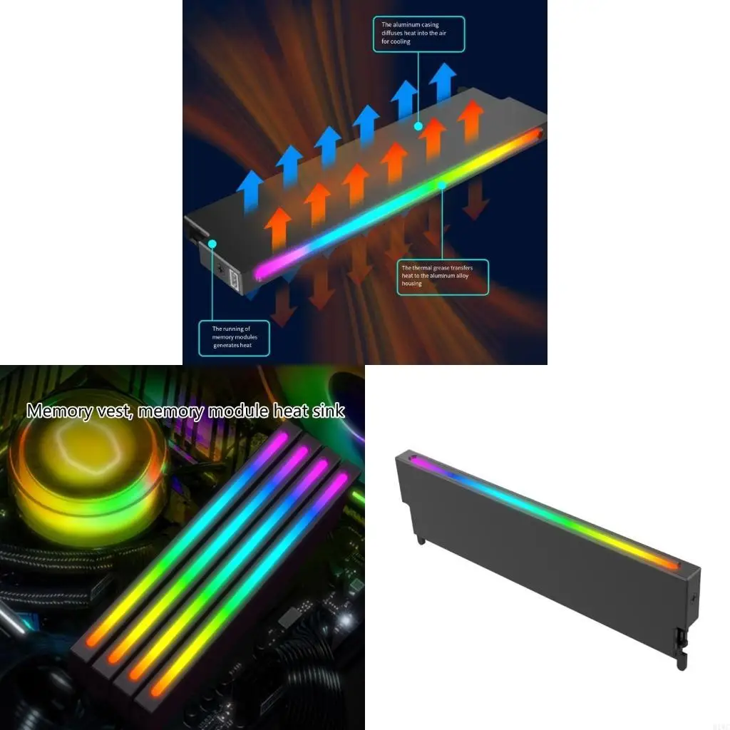 

Тепловой экран памяти компьютера с подсветкой ARGB для повышения производительности. Радиатор памяти ARGB для повышения в играх.