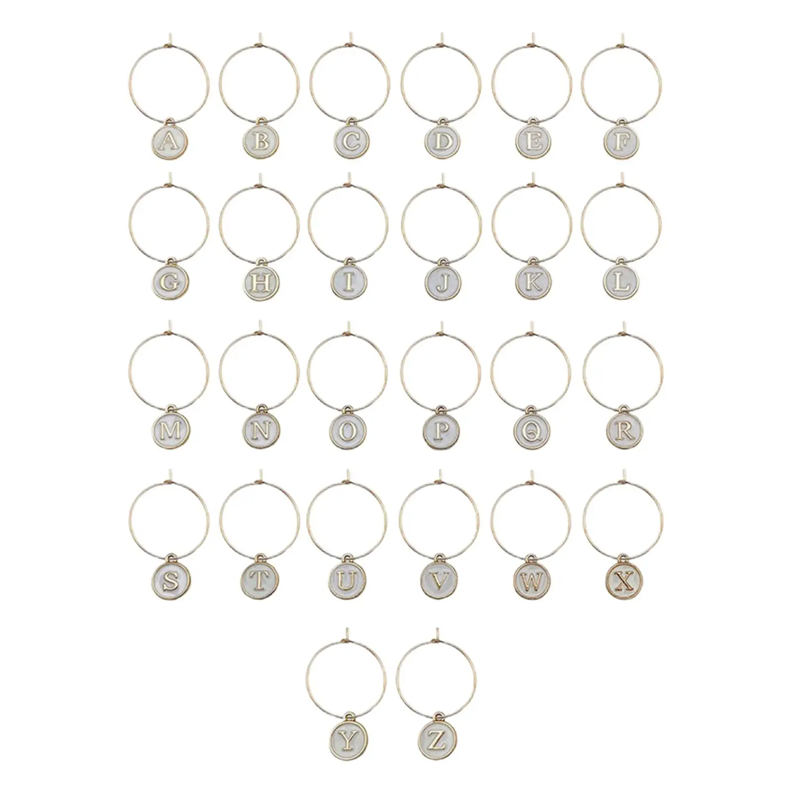 26 Pieces Markers Charms Markers Tags Identification Metal Letters Beads Rings Alloy Material Suitable for Graduation Gift