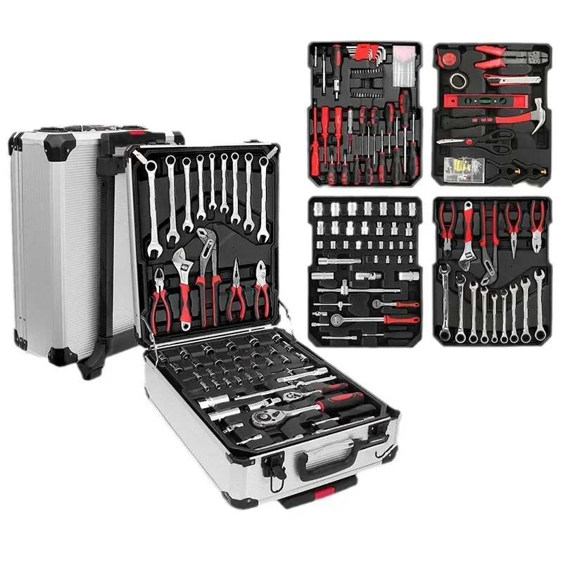 YyhcYyhcTool Box187-Piece Tool Set, With Large Wrench Trunk, Auto Repair On-board Maintenance Toolbox Tool Set