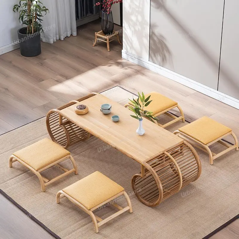Homestay Tea Coffee Tables Leisure Minimalism Windowsill Living Room Coffee Tables Retro Pe Rattan Furniture ChaJi MH40CJ