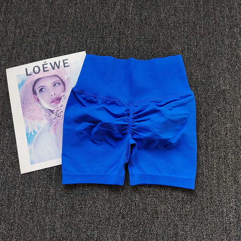 Pfirsichfarbene Fitness-Shorts für Damen, Sport-Shorts zur Po-Hebung, Yoga-Shorts für die Hüften, hochtaillierte, hochelastische Leggings, Outdoor-Anzug – Detail 11