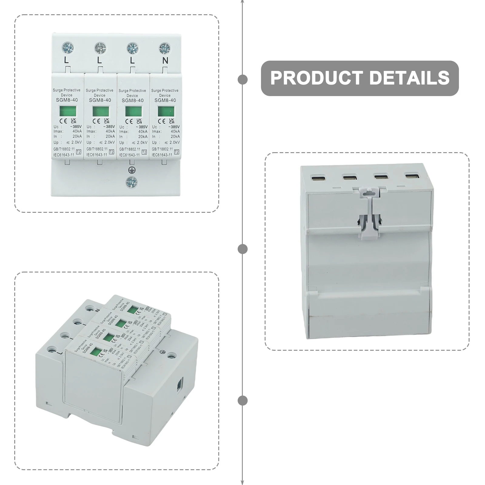 Modular Surge Protective Device Featuring Superior Conductivity and Long Service Life Rated at 40KA Maximum Discharge Current