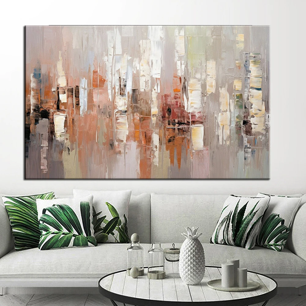 Hand Painted Oil Painting Colorful Abstract Pictures Textured City Wall Art Modern New York City Home Decor