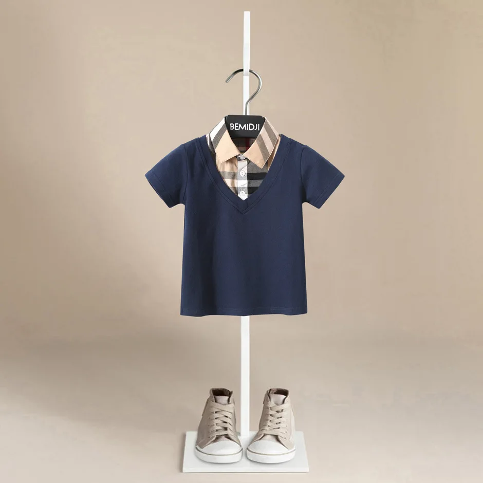 Summer Baby Boys Clothes Shirt Short Sleeve Tee Tops Fashion Toddler Children Sport  Shirts Little Kids Outfits Fake Two