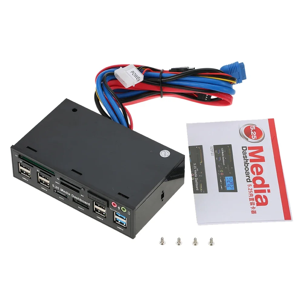 Multifunktions-USB-3.0-Hub, SATA-Anschluss, integrierter Kartenleser, PC, Armaturenbrett, Medien, Frontplatte, Audio für SD MS M2 MMC-Speicherkarten