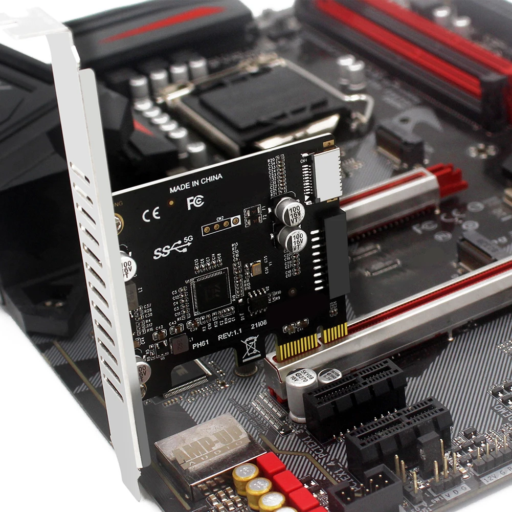 Computer PCI-E To USB 3.0 Type C Front Panel Adapter 19PIN PCI-E To USB 3.0 Hub Splitter Expansion Card