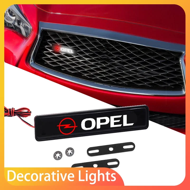 New Car Front Hood Grille Emblem LED Light Grill Decorative Lights for Opel Astra H G J Insignia Mokka Zafira Corsa C D Antara