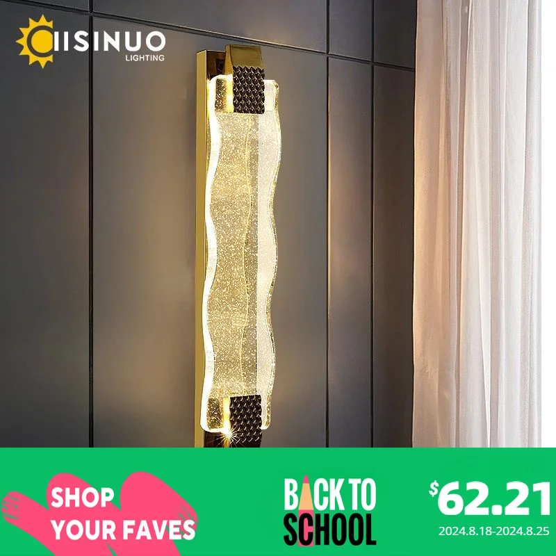 

Роскошное Золотое настенное бра светодиодный Bubble Crystal светильник, настенный светильник, комнатное украшение для спальни, гостиной, прихожей