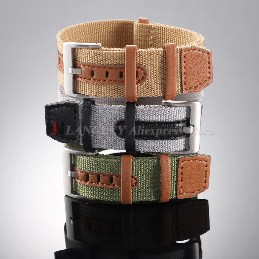Canvas-Nylon-Lederarmband für Rolex, für Omega, weiches Armband für Seiko, für Hamilton, 20 mm, 22 mm, Ersatzarmbänder
