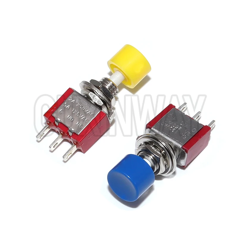 5PCS ON-(ON) 2A 250VAC/5A 120VAC 3Pin C-NO-NC 6MM 미니 순간 자동 복귀 푸시 버튼 스위치