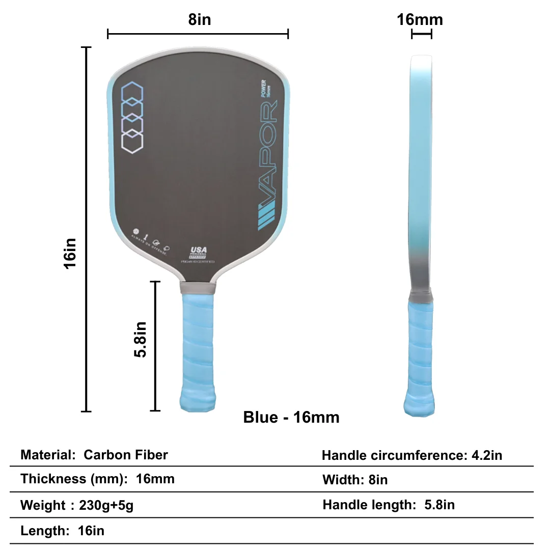 

2025 USAPA Certified High Quality 11six24 Pickleball Paddle 16mm Gen 3 Hot Pressed Raw Carbon Fiber Entertainment Use Honeycomb