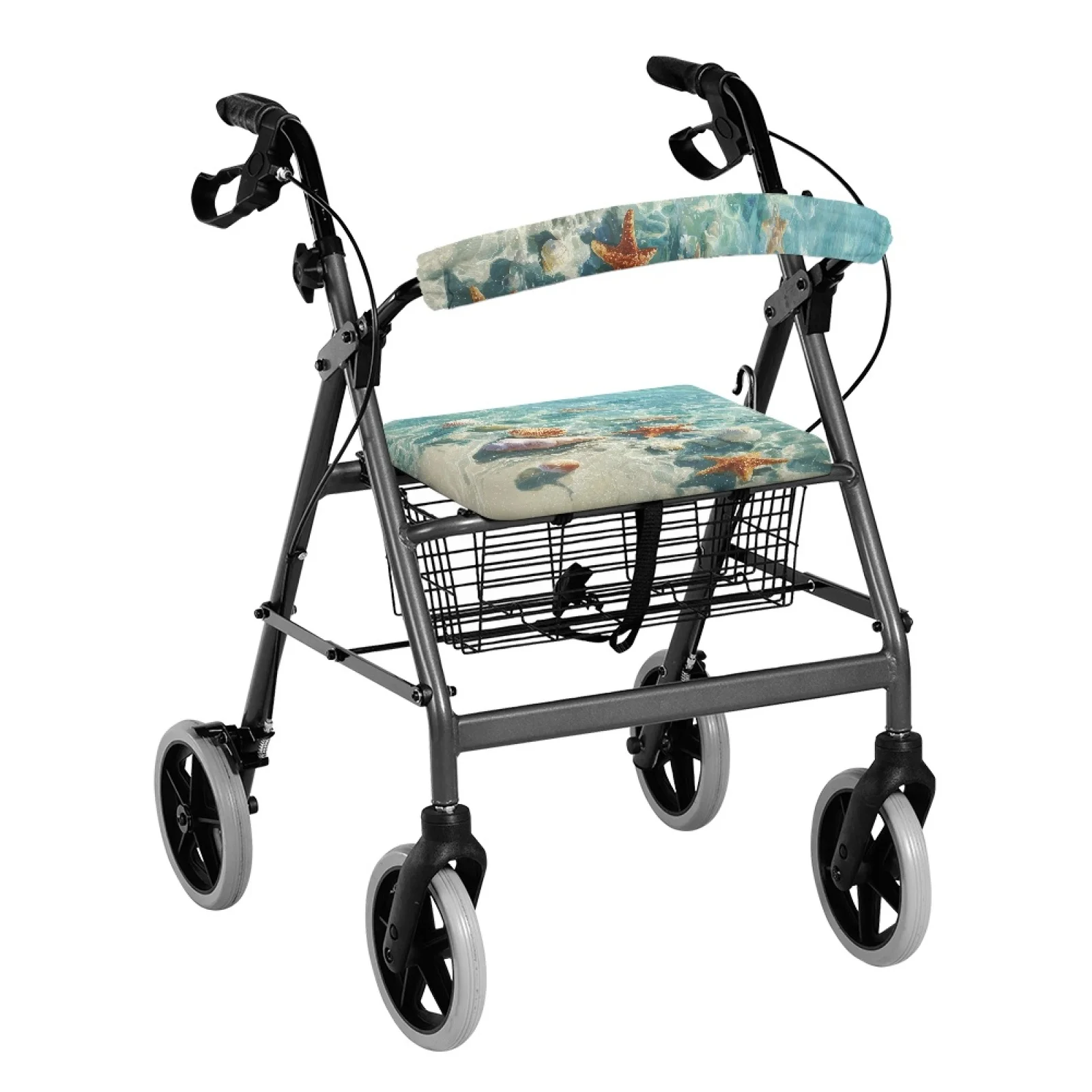 Coloranimal Hand Washable Adjustable 2 Pcs Walker Cover for Ladies for Neighborhoods Starfish and Seashell