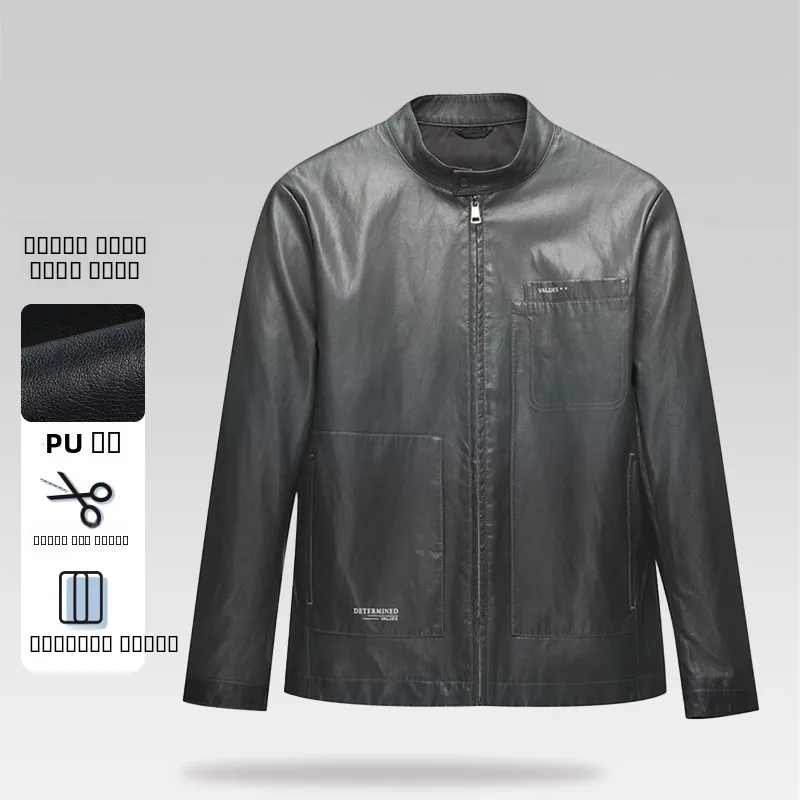 

Приталенное мужское пальто из искусственной кожи Jaet, новинка 2025, гладкое выпрямленное повседневное деловое осеннее мужское пальто с воротником-молнией