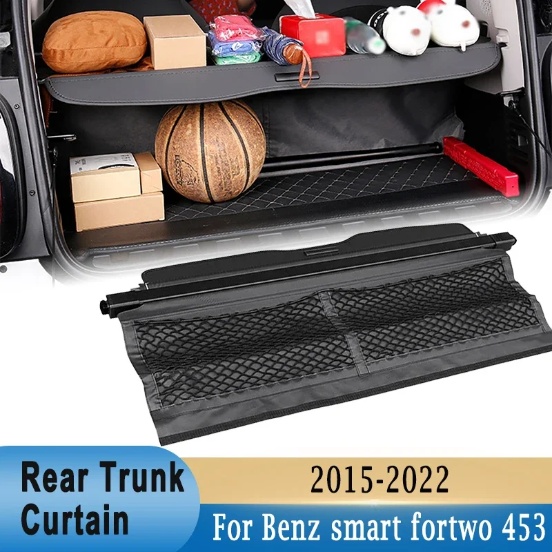 

Rear Trunk Cargo Cover Storage Rack Luggage Privacy Security Shield Curtain with Pocket for Mercedes-Benz smart fortwo 453 15-22