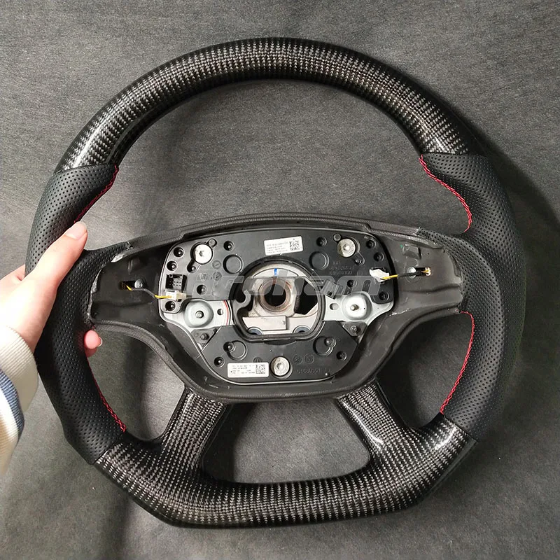 LED Racing Carbon Fiber Steering Wheel For Mercedes-Benz W221 W216 CL500 600 S500 S Class 2007 2008 2009 2010 2011 2012