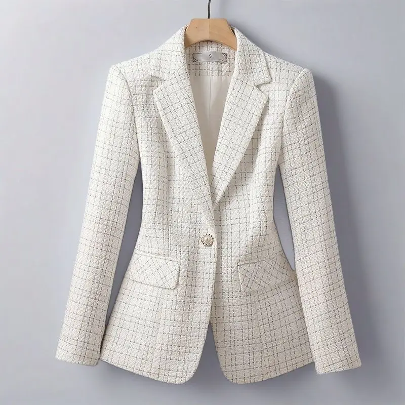 

Ele Белый женский костюм Jaet 202, весенний новый дизайн, Sensation Lady Faionable Button Long Sve Ele Outfit