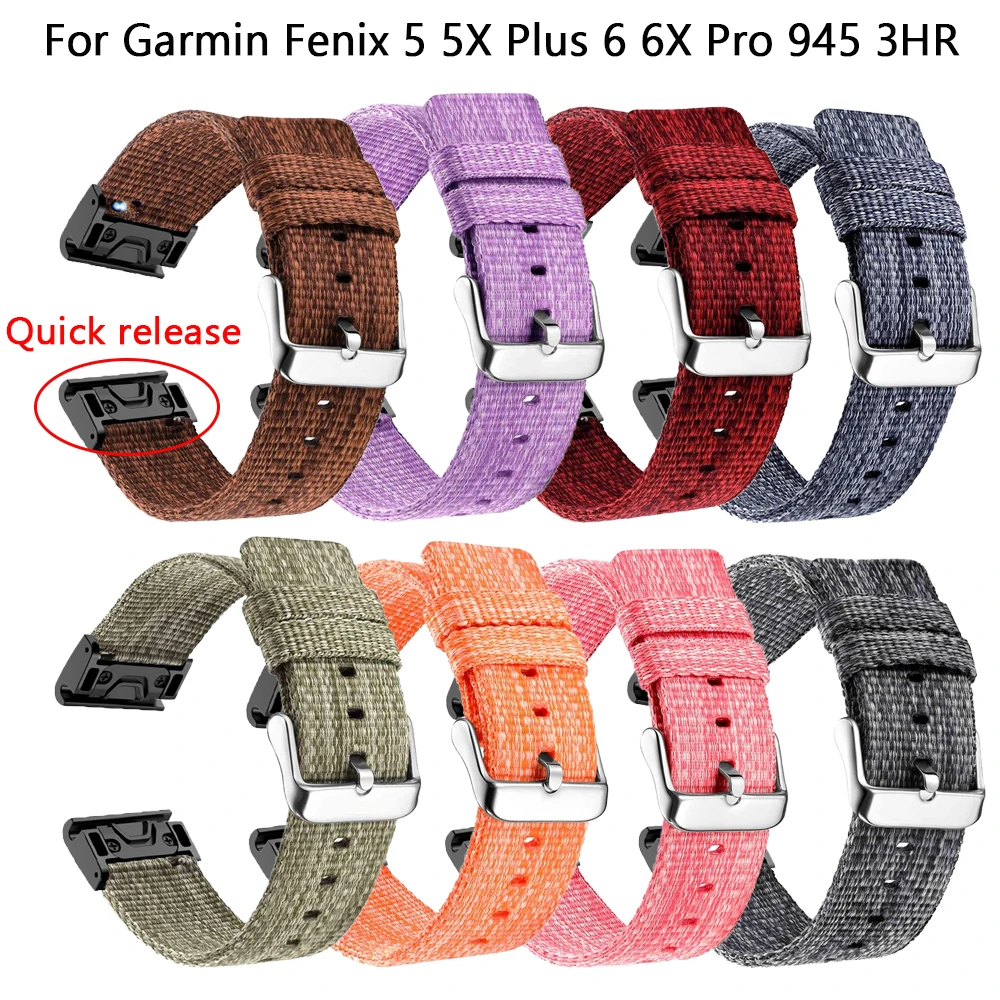 

22 26mm Nylon Smart Watch Band Wrist Straps For Garmin Fenix 5X 5 6 6X Pro 3 HR Forerunner 935 945 Quick Release Bracelet Correa