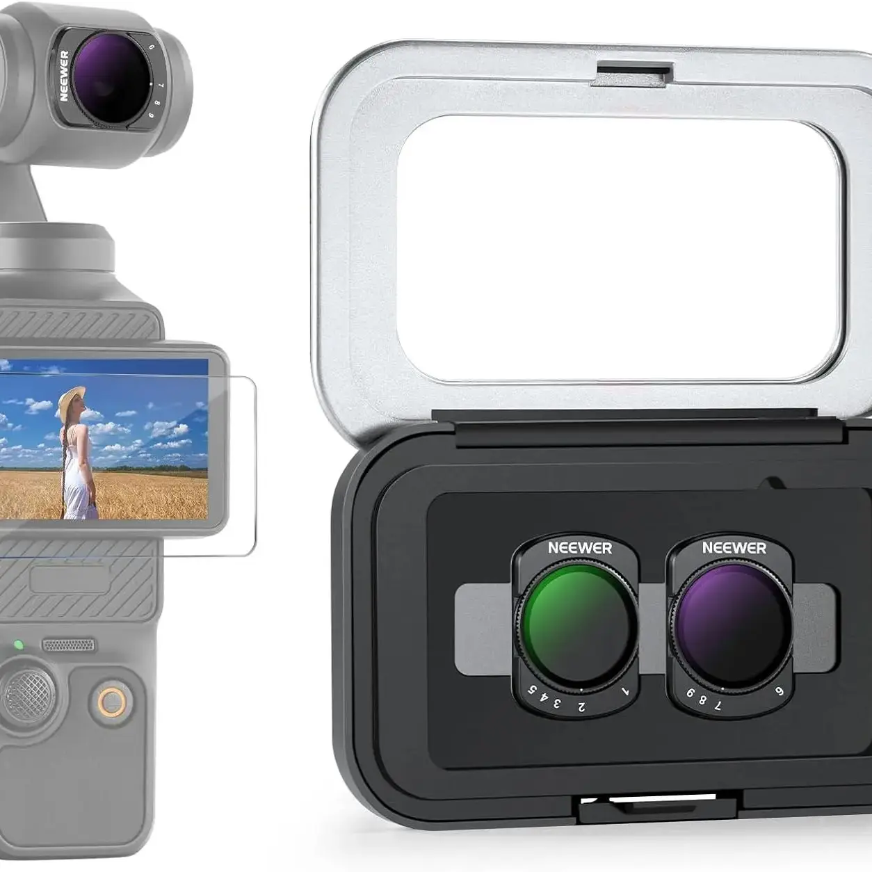 Zestaw filtrów ND z regulacją zmienności dla DJI Osmo Pocket 3, magnetyczne filtry ND2-32 i ND64-512 o neutralnej gęstości do obiektywów kamer sportowych — zdjęcie produktu 7