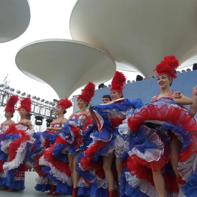 

French Can-can Dance Costume Can Can Dresses Headwear Cancan Stage Performance Opening Dance Clothes Outfits