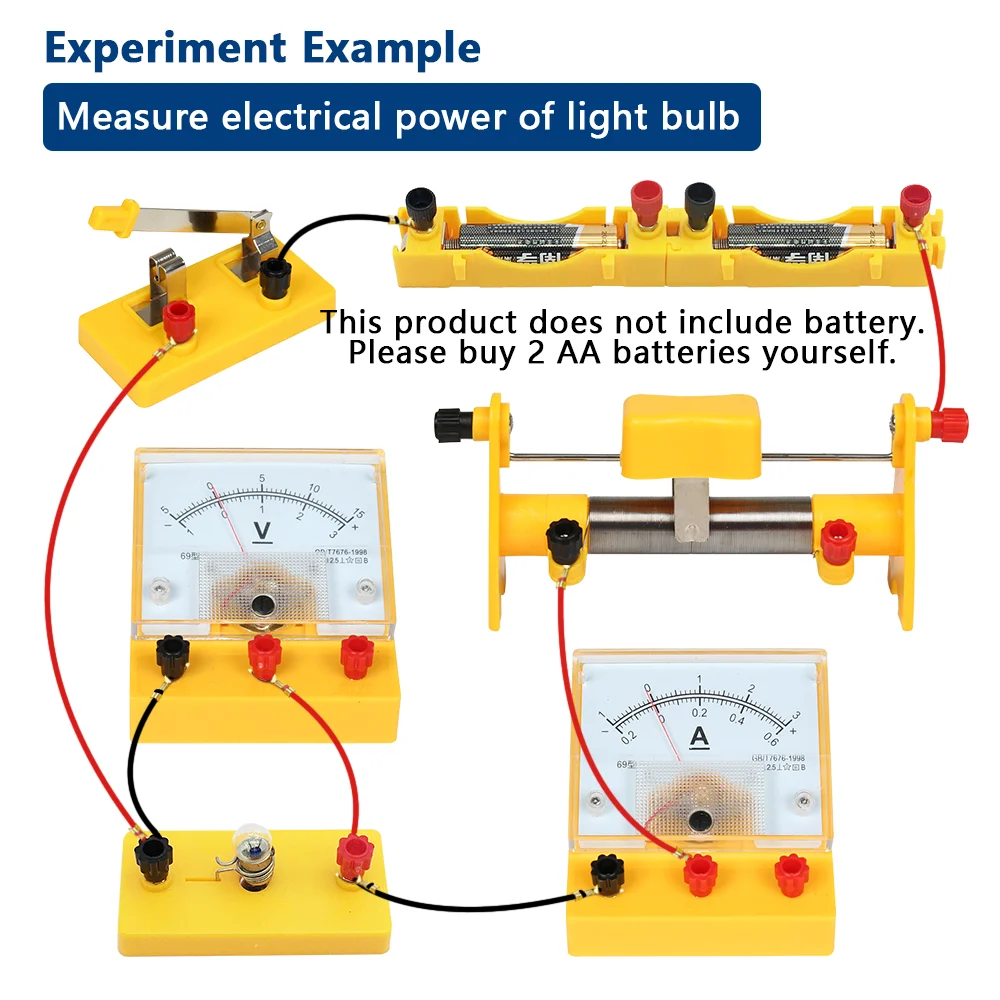 Imagem -06 - Circuit Learning Kit para Física Experimento Elétrico Auxílio de Ensino Circuito Voltímetro Deslizando o Reostato Resistor Science Toy